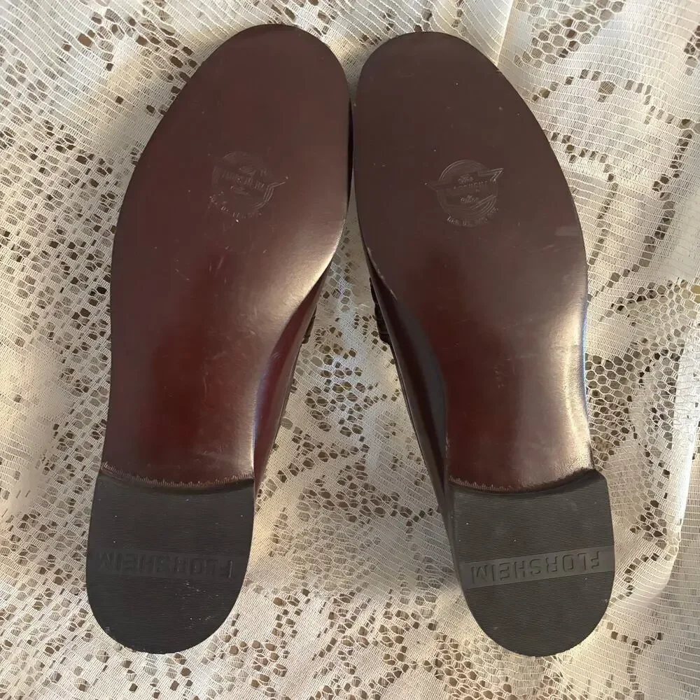 Florsheim Men's US 13 D Dark Burgundy Leather Penny Loafers Shoes